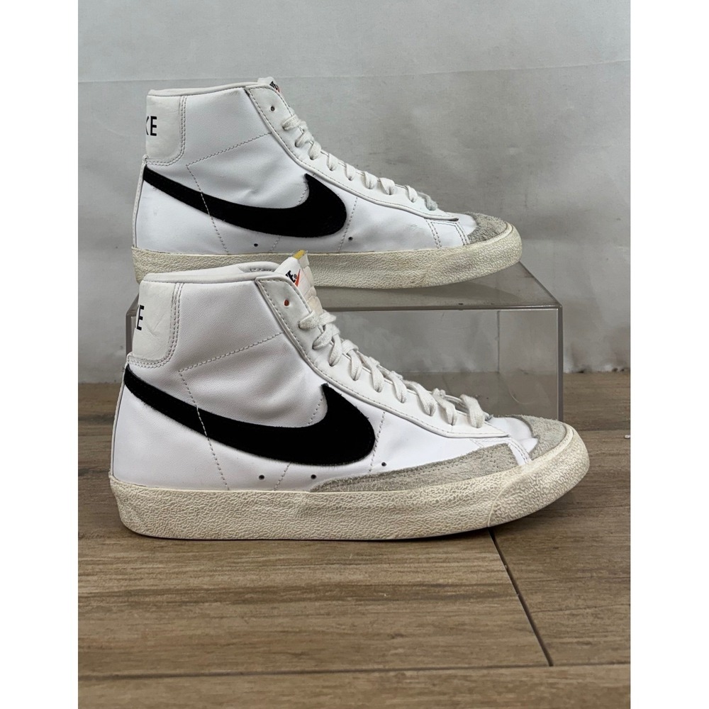 Nike Blazer Mid 77 Vintage White Black Mens High Top Sneakers US 9 EUR 42.5